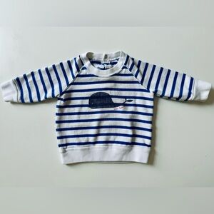 Petit Bateau blue white striped marinière whale sweatshirt sweater